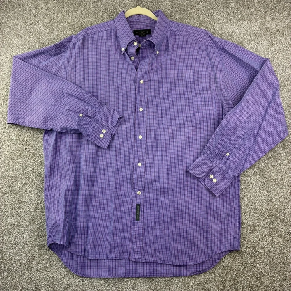 Banana Republic Shirt Mens XL Purple Micro Check Cotton Business Casual Academia